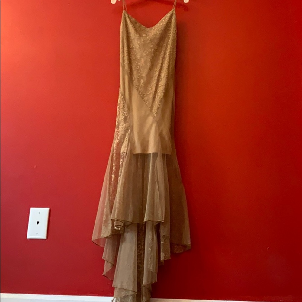 Vintage Formal Mini dress w/ long lace bottom